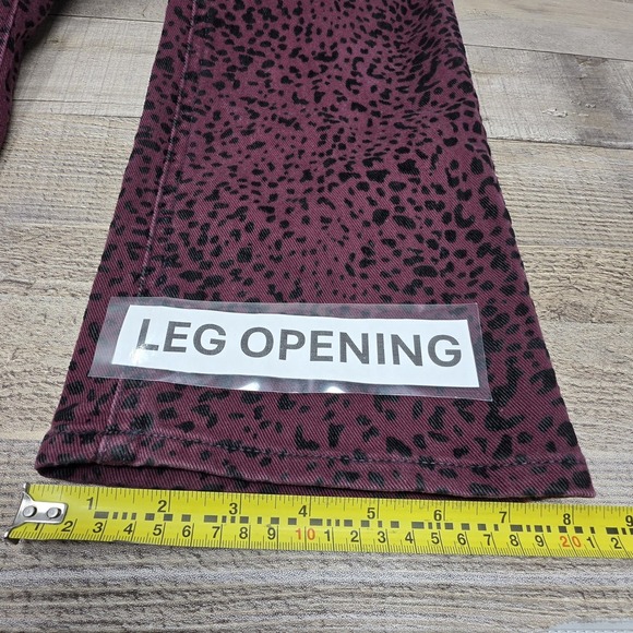 Rag & Bone Size 27 Hana Burgundy Cheetah Animal Print High Rise Waist Crop Jeans - Picture 11 of 12
